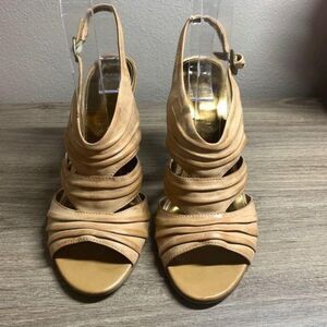 MARC FISHER Nude Slingback Weathered Leather Heels,‎ Size 6